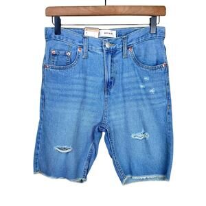 Levi’s NWT Boy's 511 Slim Medium Wash Denim Distressed Cut Off Jean Shorts